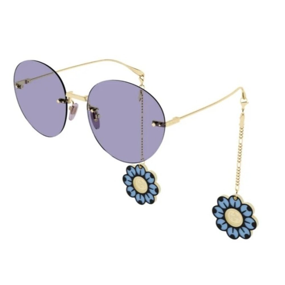 NEW GUCCI SUNGLASSES WITH EARRINGS GOLD WOMEN GUCCI GG1149S 006